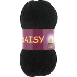 Пряжа Vita-cotton "Daisy" 4402 Чёрный 100% мерсеризованный хлопок 295 м 50м